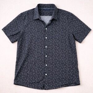 Stone Rose Luxe Button Up Shirt Men Large Butterfly Print Short Sleeve Preppy